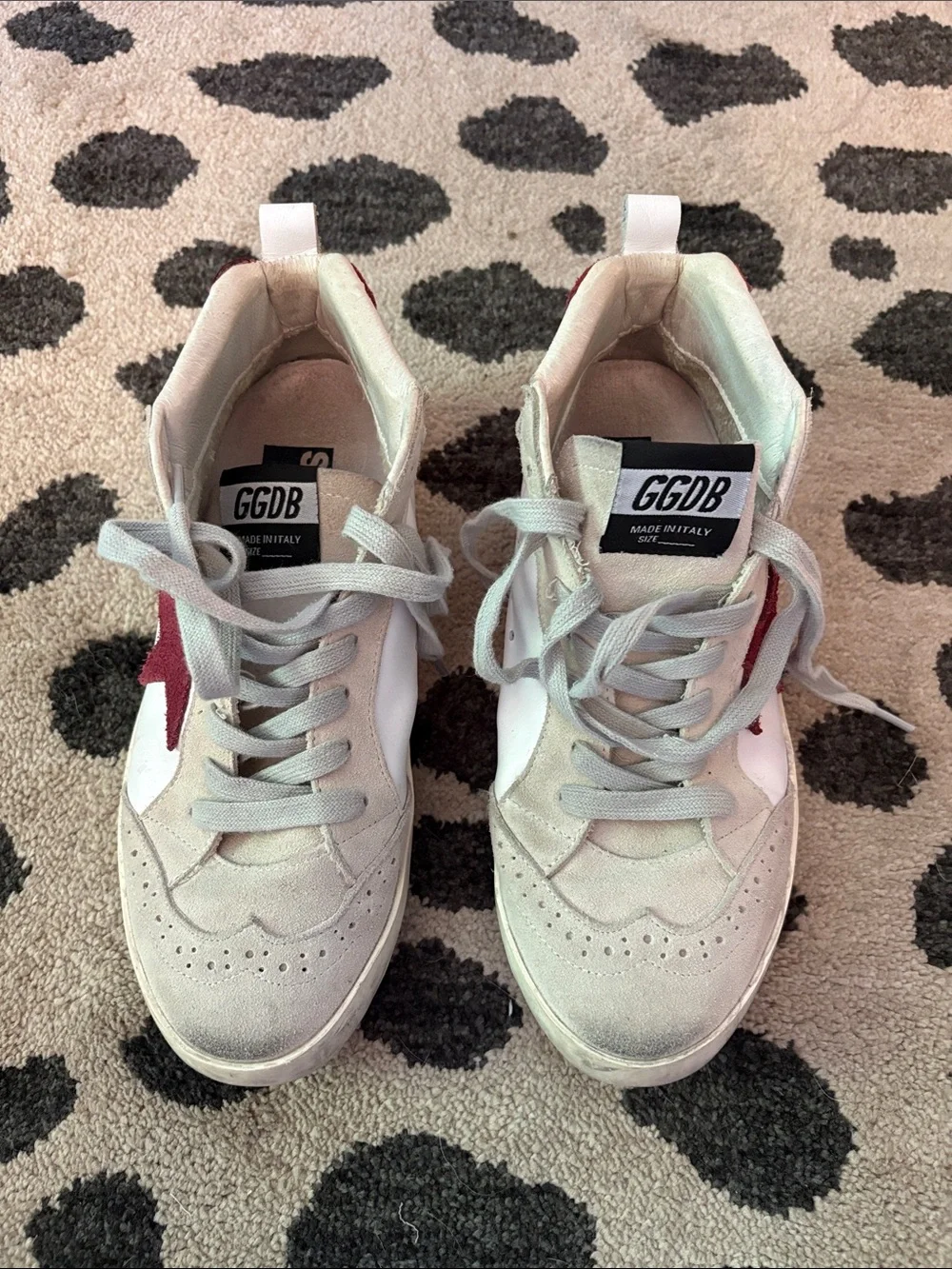Golden Goose White Sneakers with Red Star Accent